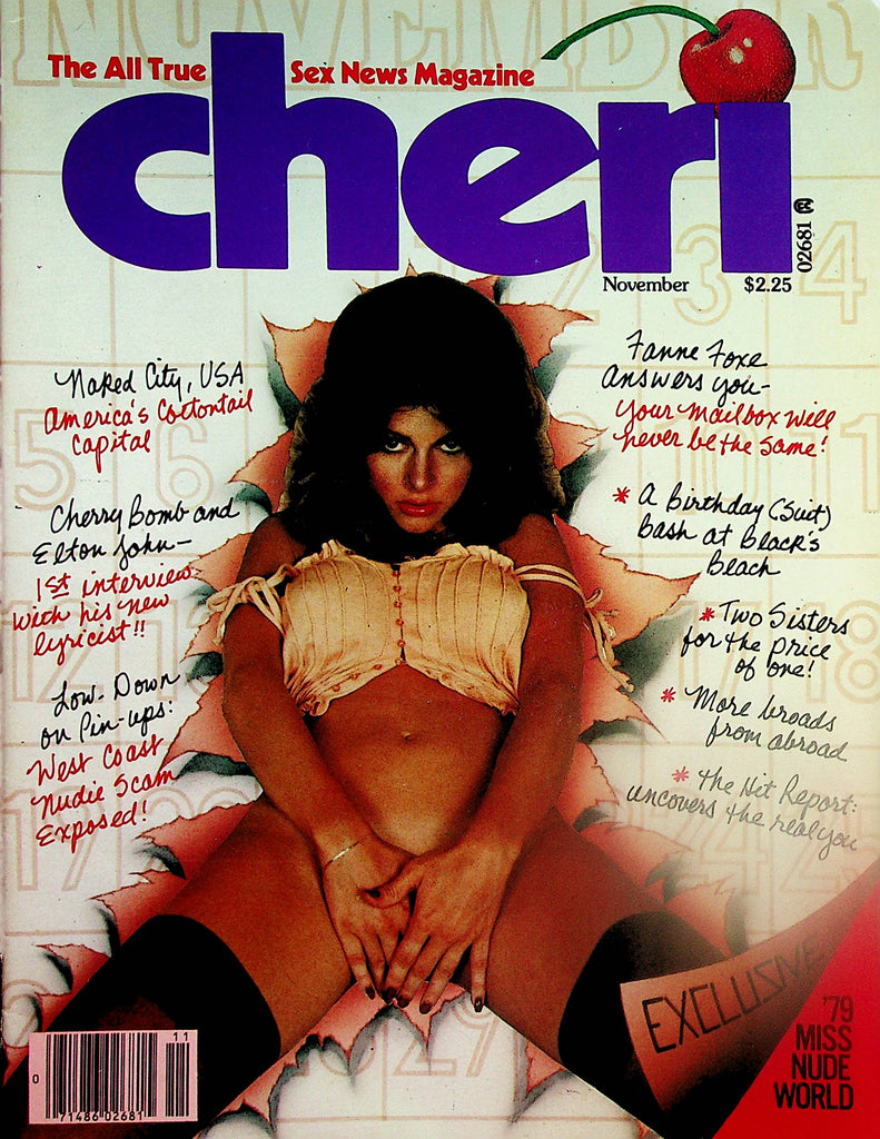 Cheri Magazine   Cherry Bomb and Elton John / Miss Nude World  November 1978      033124lm-p
