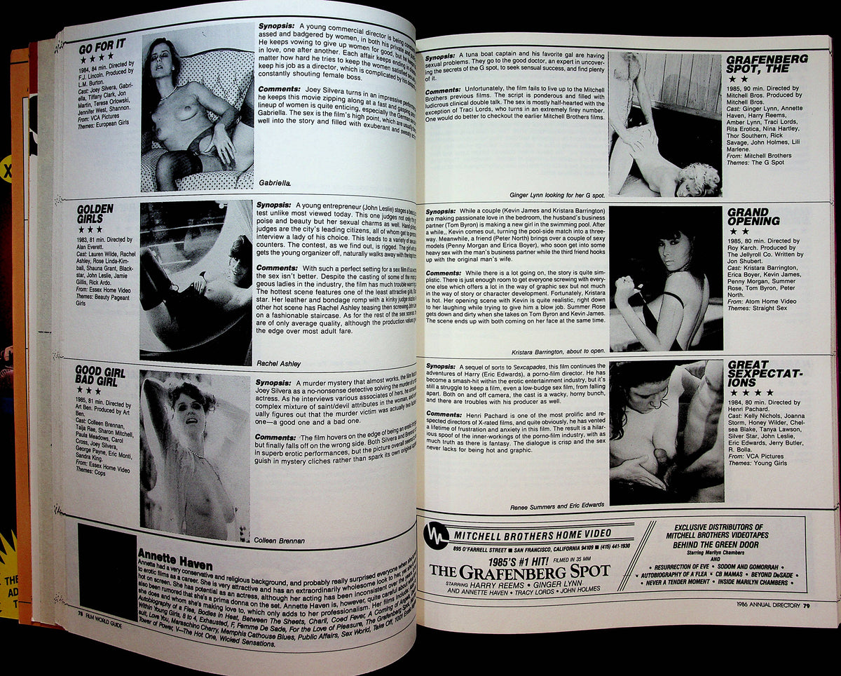 Adam Film World 1986 Directory Of Adult Films Bunny Bleu Seka  