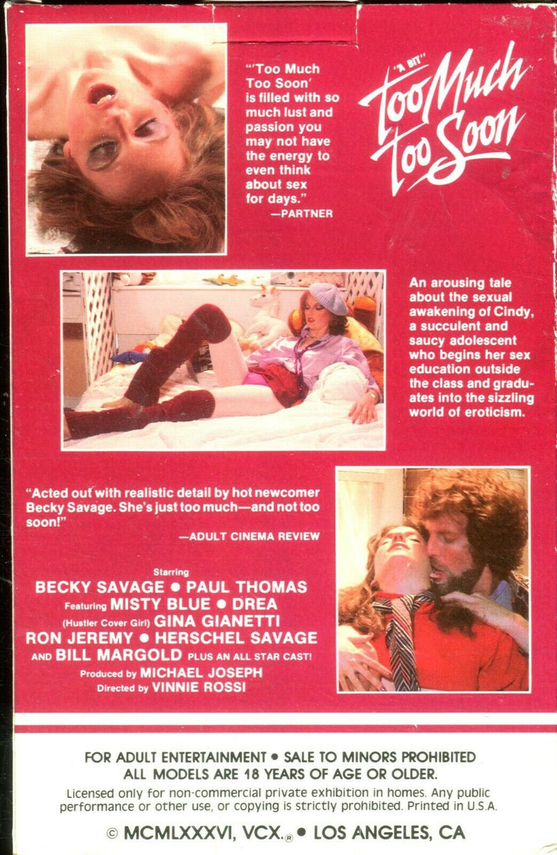 Too Much Too Soon VHS Becky Savage/ Misty Blue/Ron Jeremy XXX 021220lm –  Mr-Magazine