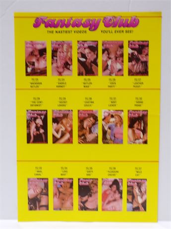 Fantasy Club Hardcore Adult Video 1990's Promo Slick Ad Sheet 061925WP-1