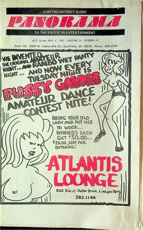 Panorama Detroit Tour Guide Magazine Atlantis Lounge October 29 November 4, 1987 101025RP-