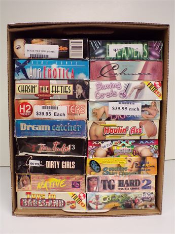 Hardcore Adult VHS Collection - Assorted Lot of 18 Boxed Video Cassettes FULL-CASE-23