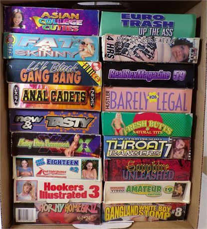 Hardcore Adult VHS - Assorted Lot of 18 Boxed Vintage Video Cassettes FULL-CASE-10