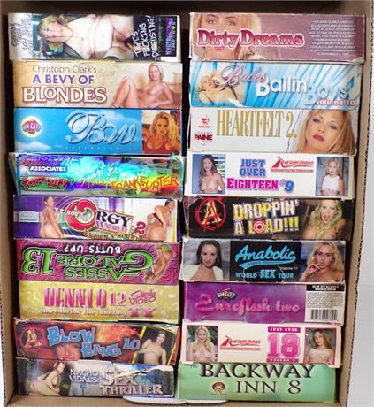 Hardcore Adult VHS - Assorted Lot of 18 Boxed Vintage Video Cassettes FULL-CASE-7