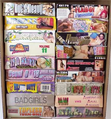 Hardcore Adult VHS - Assorted Lot of 18 Boxed Vintage Video Cassettes FULL-CASE-1