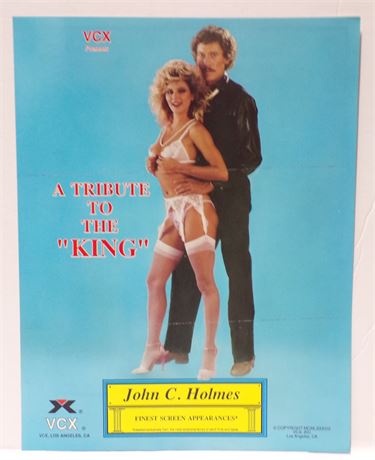 John C Holmes & Ginger Lynn in A Tribute to the King, VCX 1988 Video Slick Ad Sheet ASO1-131