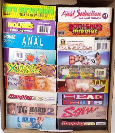 Hardcore Adult VHS - Assorted Lot of 18 Boxed Vintage Video Cassettes FULL-CASE-8