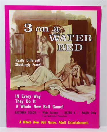 "3 on a Water Bed" Gulf United 1970's Sexploitation Film Press Kit Foldout 060425WP-129