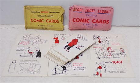 Wallet Sized Comic Cards Set 1 & 2 Vintage Adult Novelty Set 052625WP