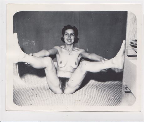 Amatuer Brunette Spread Eagle, B&W Adult Nude 4x5" Photo 070725-D1-26
