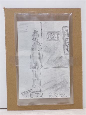 Carl Moras Playwright 2001 "Dorsky Museum" Risque Drawing 4x6" 052625WP-TO