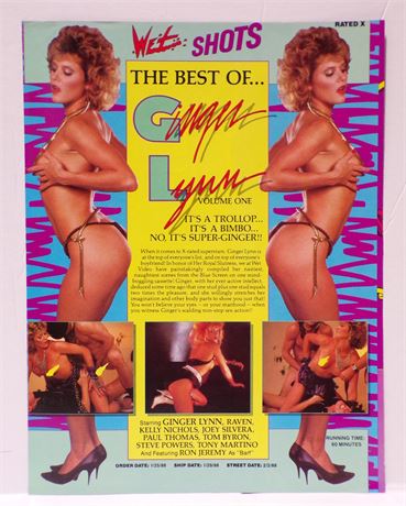 The Best of Ginger Lynn Vol 1, Wet Shots 1988 Video Slick Ad Sheet ASO1-134