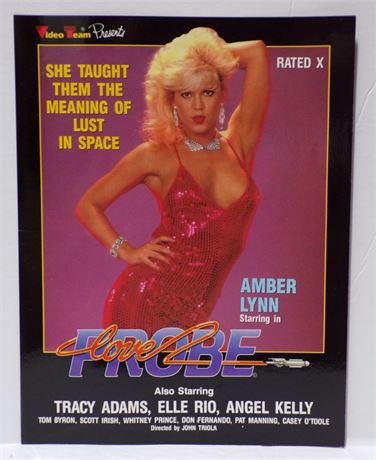 Amber Lynn & Tracy Adams in Love Probe, Video Team 1980's Slick Ad Sheet ASO1-117
