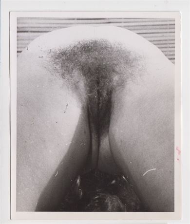 Amatuer Pussy with Hairy Bush, B&W Adult Nude 4x5" Photo 070725-D1-28