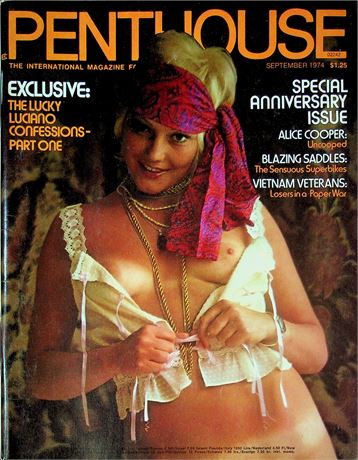 Penthouse Magazine Anniversary Issue Lucky Luciano & Alice Cooper September 1974 071825RP-
