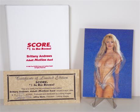 Brittany Andrews Adult Motion Card w/COA 1996 SCORE #1875 of 2500 102625WP