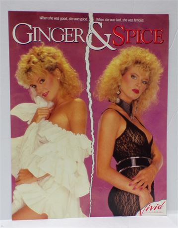 Ginger Lynn & Joey Silvera in Ginger & Spice, Vivid 1980's Video Slick Ad Sheet ASO1-119