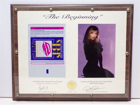 "The Beginning" #27 of 500 Hot Shots Unused 1992 Wrapper & S Hicks Photo in Plaque HS-A3