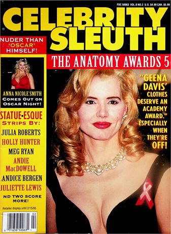 Celebrity Sleuth Magazine  Geena Davis / Anna Nicole Smith  vol.8 #2 1995  052825lm-p