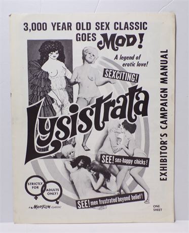 Lysistrata 1972 Mod Film B&W Sexploitation One-Sheet Press Kit Foldout 060425WP-90