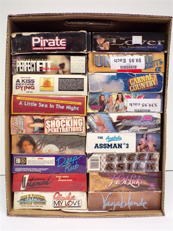 Hardcore Adult VHS Collection - Assorted Lot of 18 Boxed Video Cassettes FULL-CASE-20