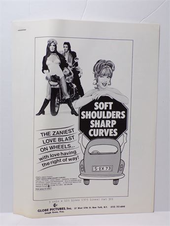"Soft Shoulders Sharp Curves" Uta Kopa 1970's Sexploitation Film Press Kit Foldout 060425WP-136