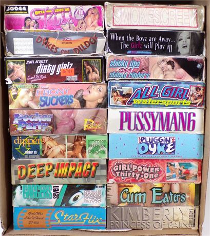 Hardcore Adult VHS - Assorted Lot of 18 Boxed Vintage Video Cassettes FULL-CASE-13