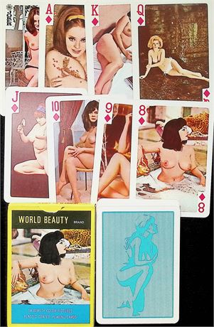 World Beauty British HK Pin Up 1970's Adult Nude Models Playing Cards Set C24-073124AMP