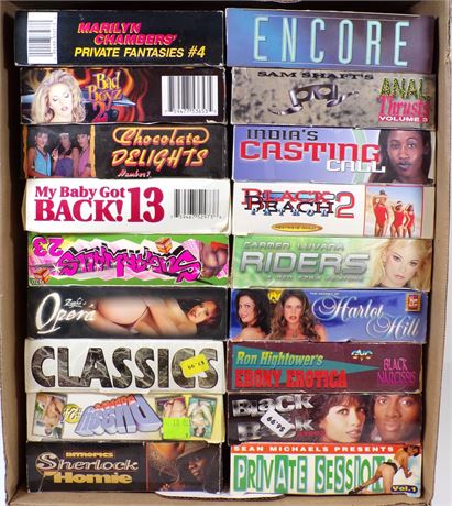 Hardcore Adult VHS - Assorted Lot of 18 Boxed Vintage Video Cassettes FULL-CASE-12