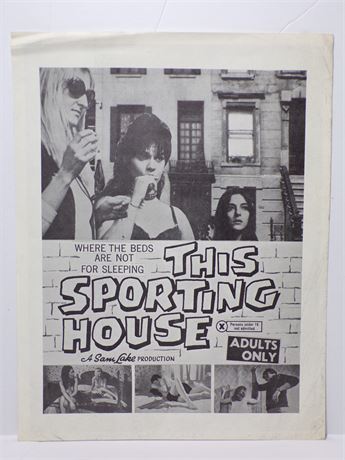 "This Sporting House" Sam Lake 1970's Sexploitation Film Press Kit Sheet 060425WP-144
