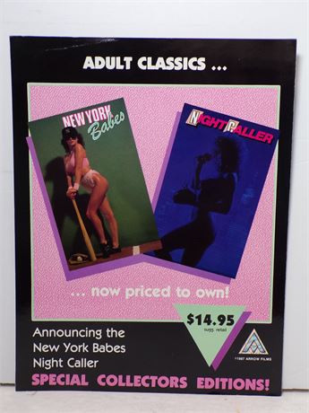 New York Babes/Night Caller, Arrow Films 1987 Double Promo Slick Ad Sheet 051925WP-54