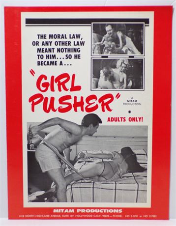 "Girl Pusher" Mitam Hollywood 1970's Sexploitation Film One-Sheet Press Kit Foldout 060425WP-96