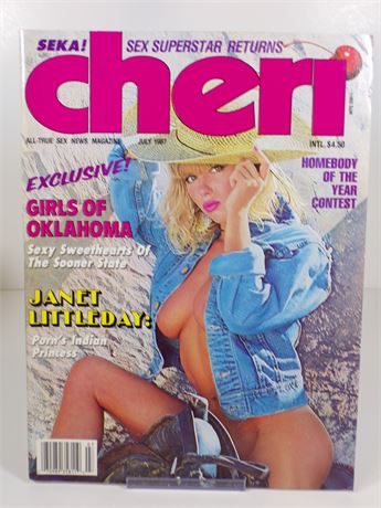 Cheri Magazine July 1987 Janet Littleday Cover Seka Returns to Video 102725WP