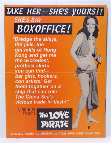 The Love Pirate 1970 Cinetron Hong Kong Sexploitation Film One-Sheet Press Kit Foldout 060425WP-91
