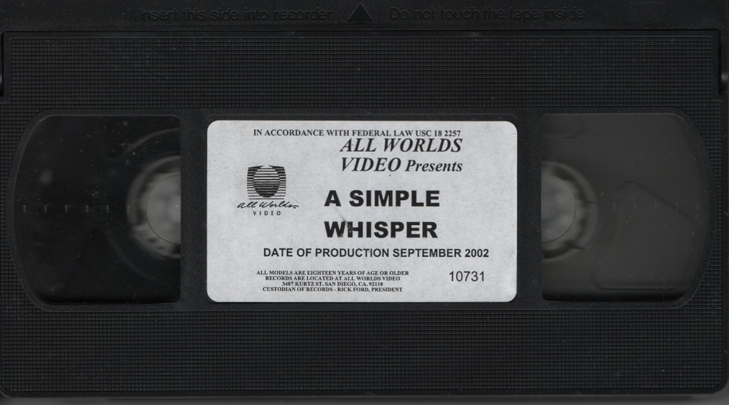 Gay VHS A Simple Whisper 2002 All Worlds Video 072023EBVHS