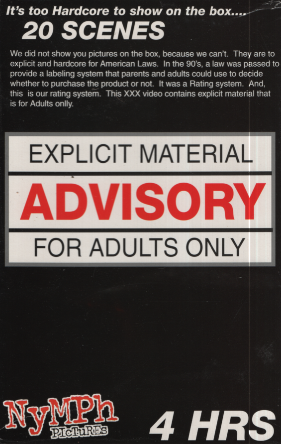 Straight VHS Explicit Material Advisory For Adults Only 2000 Nymph Pictures 102423EBVHS3