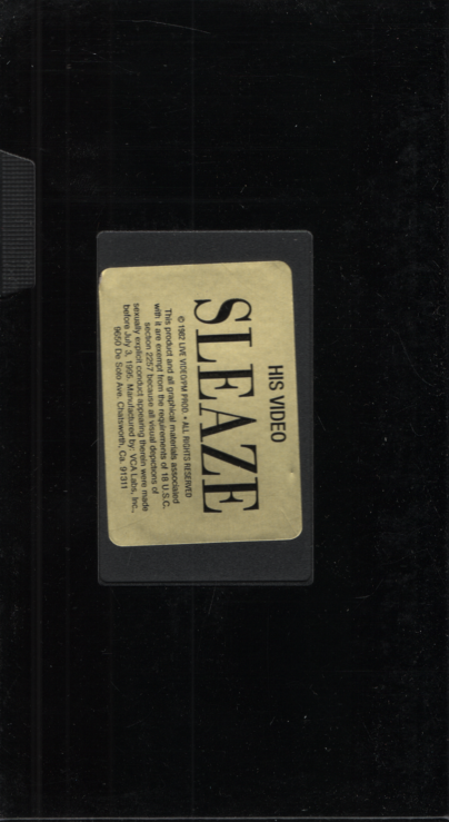 Sleaze Live Video Gay VHS 1982 030424EBVHS