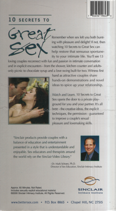 10 Secrets To Great Sex Sinclair Intimacy Institute Straight VHS 2000 030424EBVHS