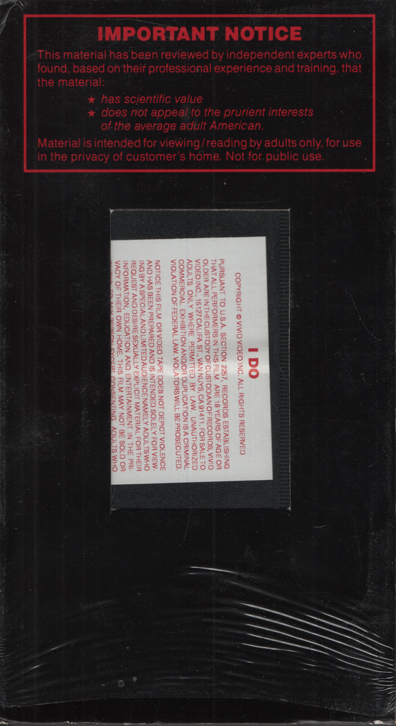 I Do Vivid Video Straight VHS 1980s 041624EBVHS3