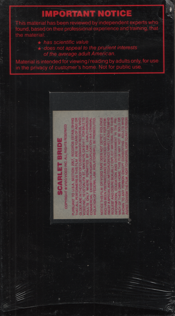 Scarlet Bride Vivid Video Straight VHS 1980s 041624EBVHS3