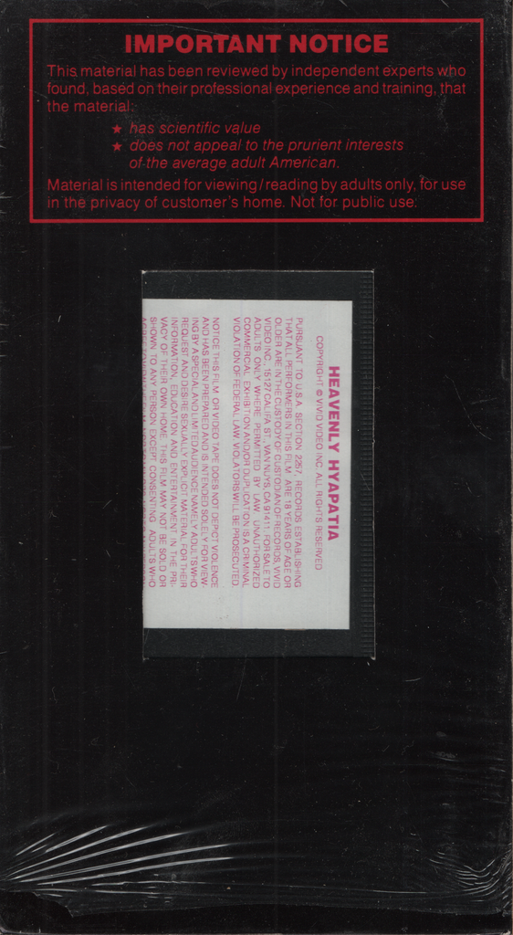 Heavenly Hyapatia Vivid Video Straight VHS 1980s 041724EBVHS