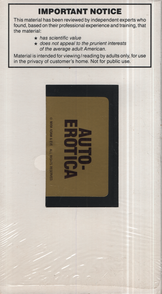 Auto-Erotica Adam & Eve VHS 1990 041724EBVHS