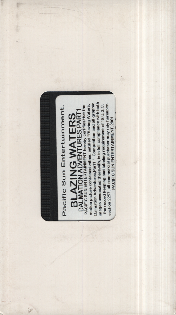 Blazing Waters Dalmation [sic] Adventures Part 1 Pacific Sun Entertainment Gay VHS 2001 043024EBVHS