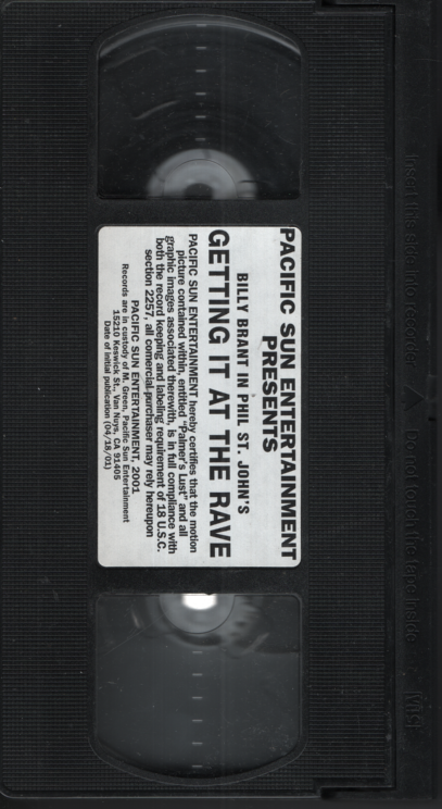 Getting It At The Rave Billy Brant Pacific Sun Entertainment Gay VHS 2001 050824EBVHS