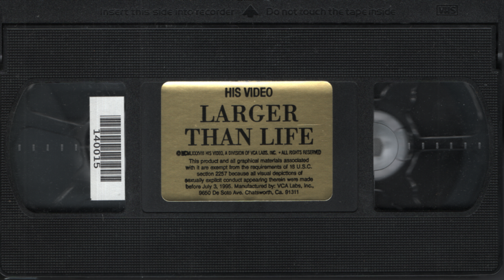 Larger Than Life His Video Gay VHS 1988 051024EBVHS