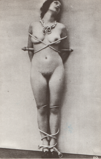 Adult Vintage B&W Postcard 3.5"x5.5" Brunette In Rope Bondage RR-04