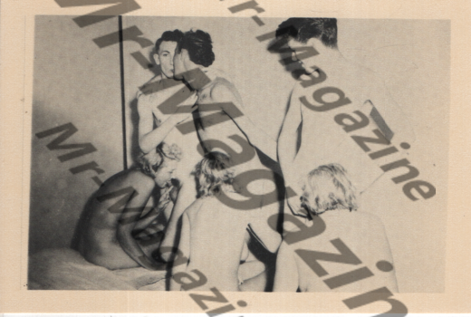 Adult Vintage B&W Postcard 3.5"x5.5" Brunettes & Blondes Bisexual Orgy RR-38