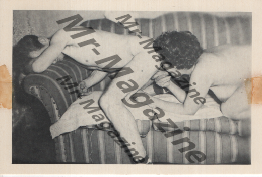 Adult Vintage B&W Postcard 3.5"x5.5" Brunette Couple Fellatio On Couch RR-82