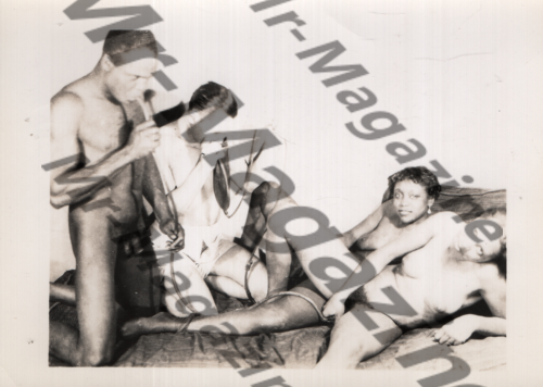 Adult Vintage B&W Pinup Photo 4"x5" Brunette Models Four-Way RS-62