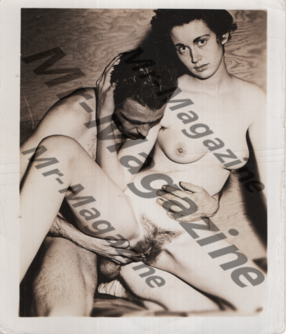 Adult Vintage B&W Pinup Photo 4"x5" Brunette Models Vaginal Sex RS-67